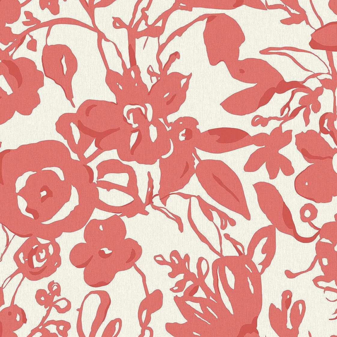 Brushstroke Floral Wallpaper // Coral