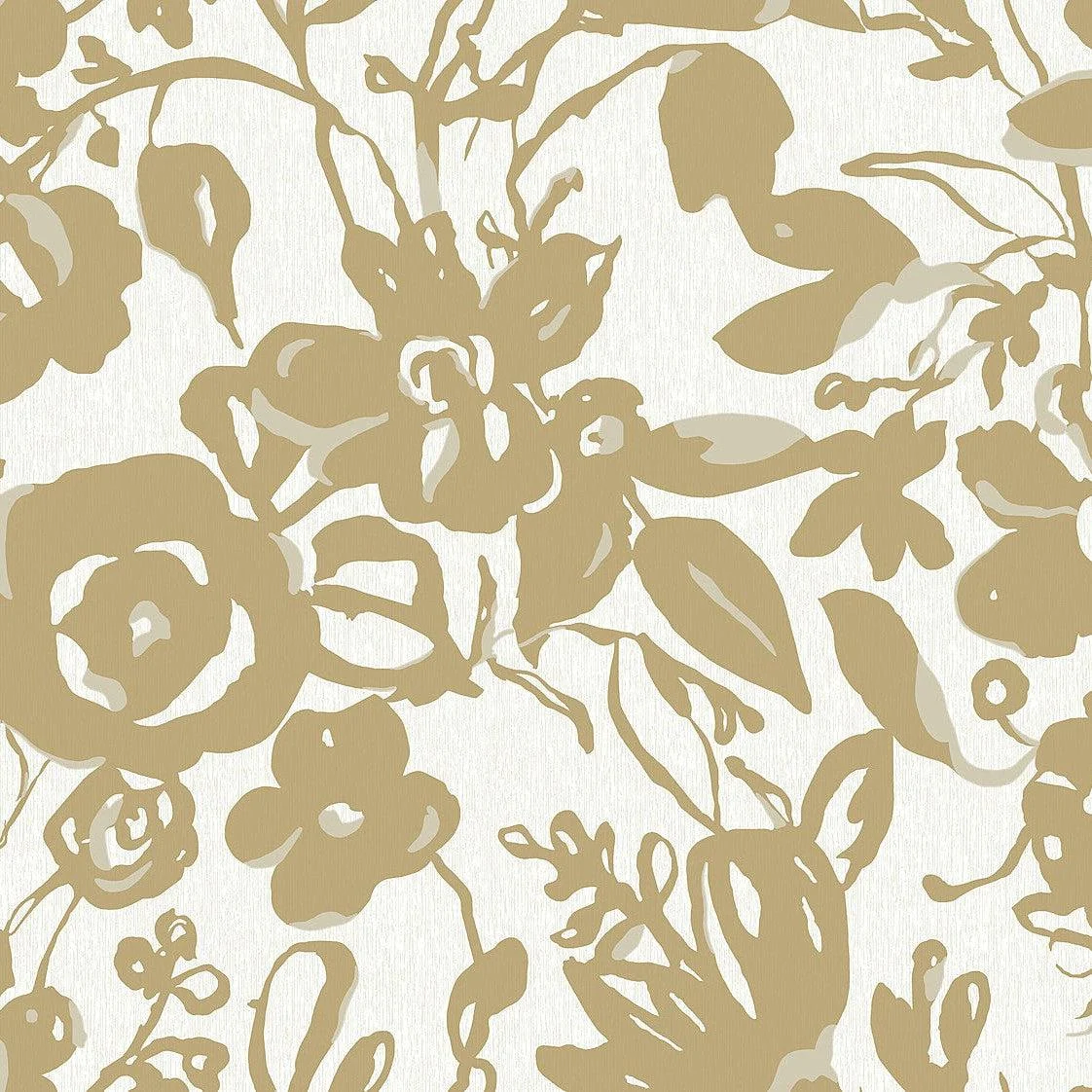 Brushstroke Floral Wallpaper // Gold