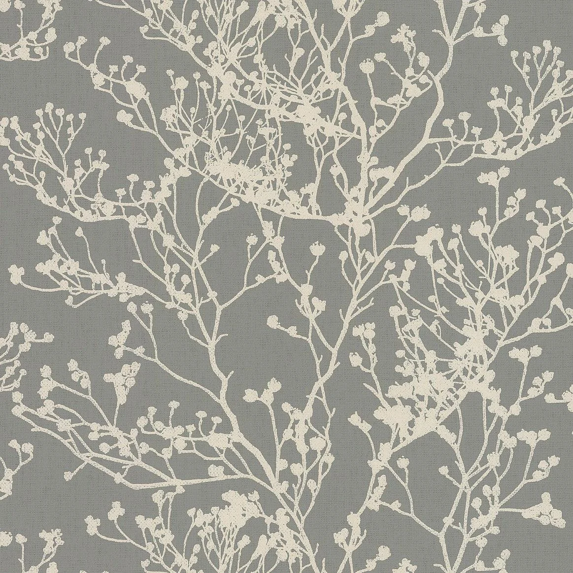 Budding Branch Silhouette Wallpaper // Brown