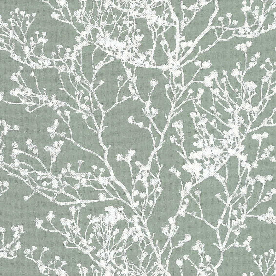 Budding Branch Silhouette Wallpaper // Green
