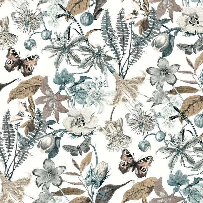 Butterfly House Wallpaper // Neutrals & Blues