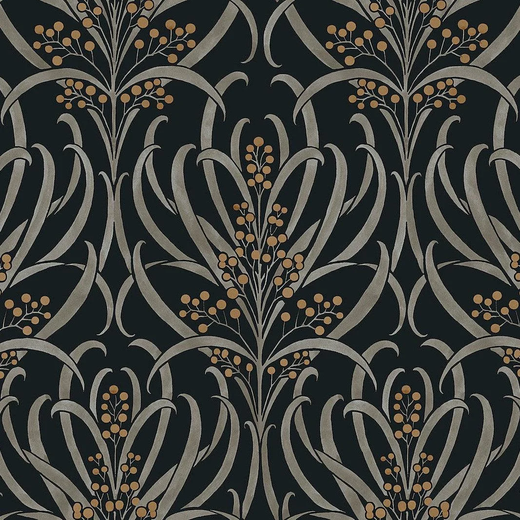 Calluna Wallpaper // Black & Gold Metallic