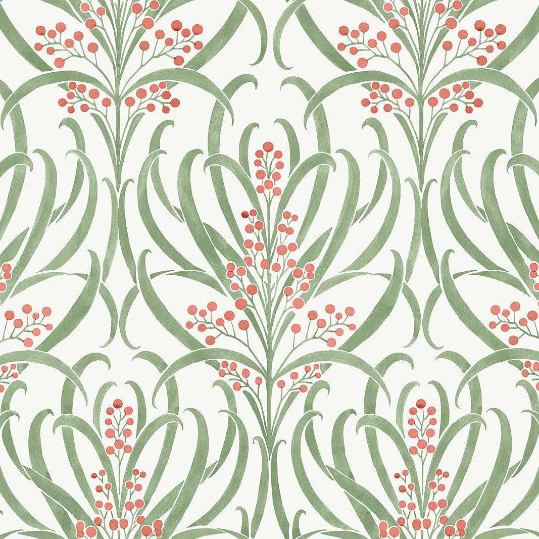 Calluna Wallpaper // White & Berry Metallic