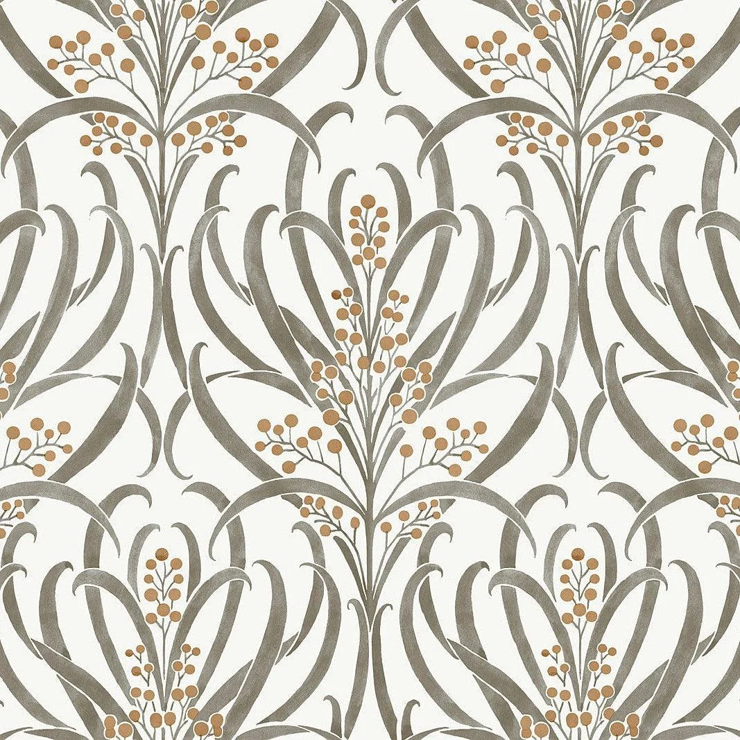 Calluna Wallpaper // White & Taupe Metallic