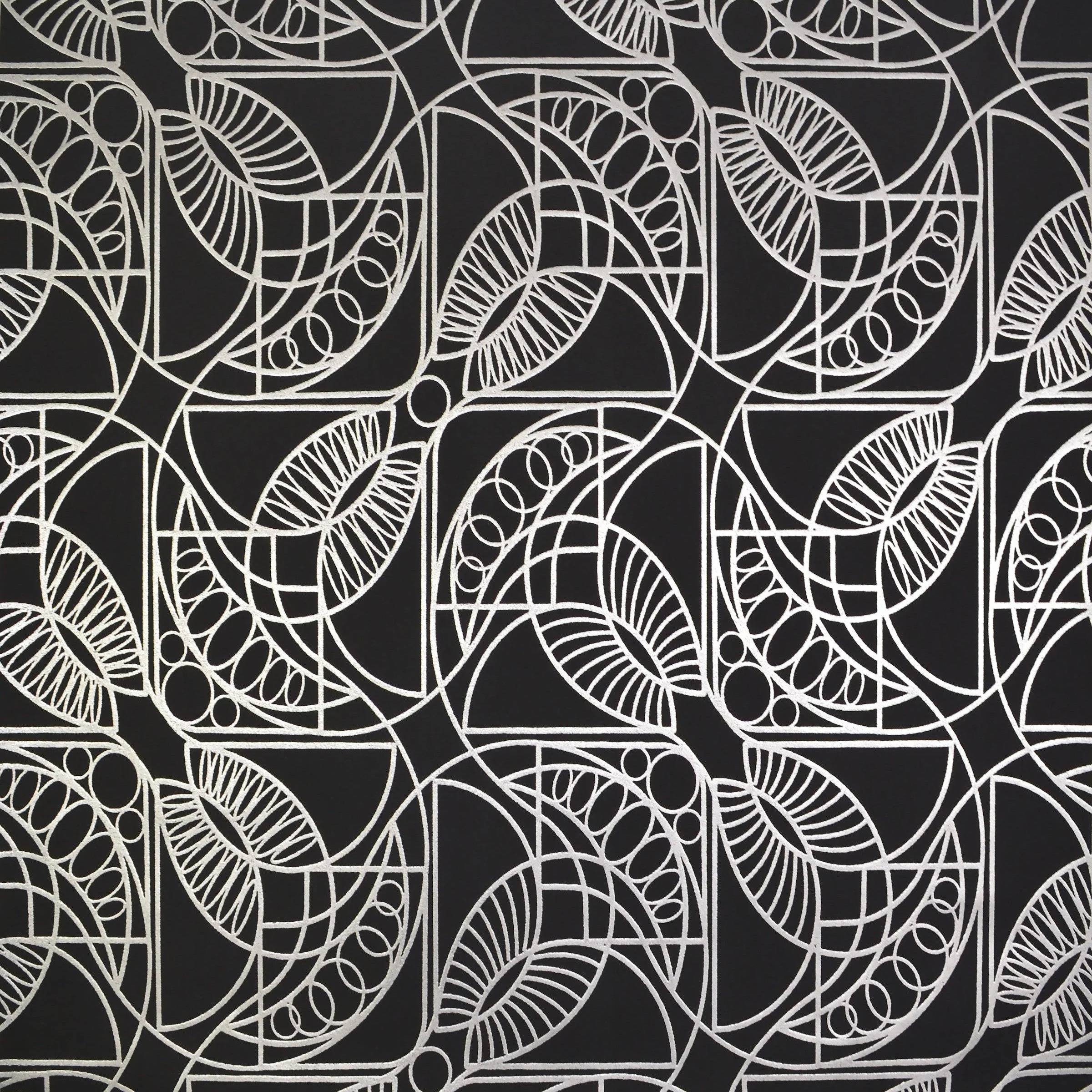 Cartouche Wallpaper // Black & Silver