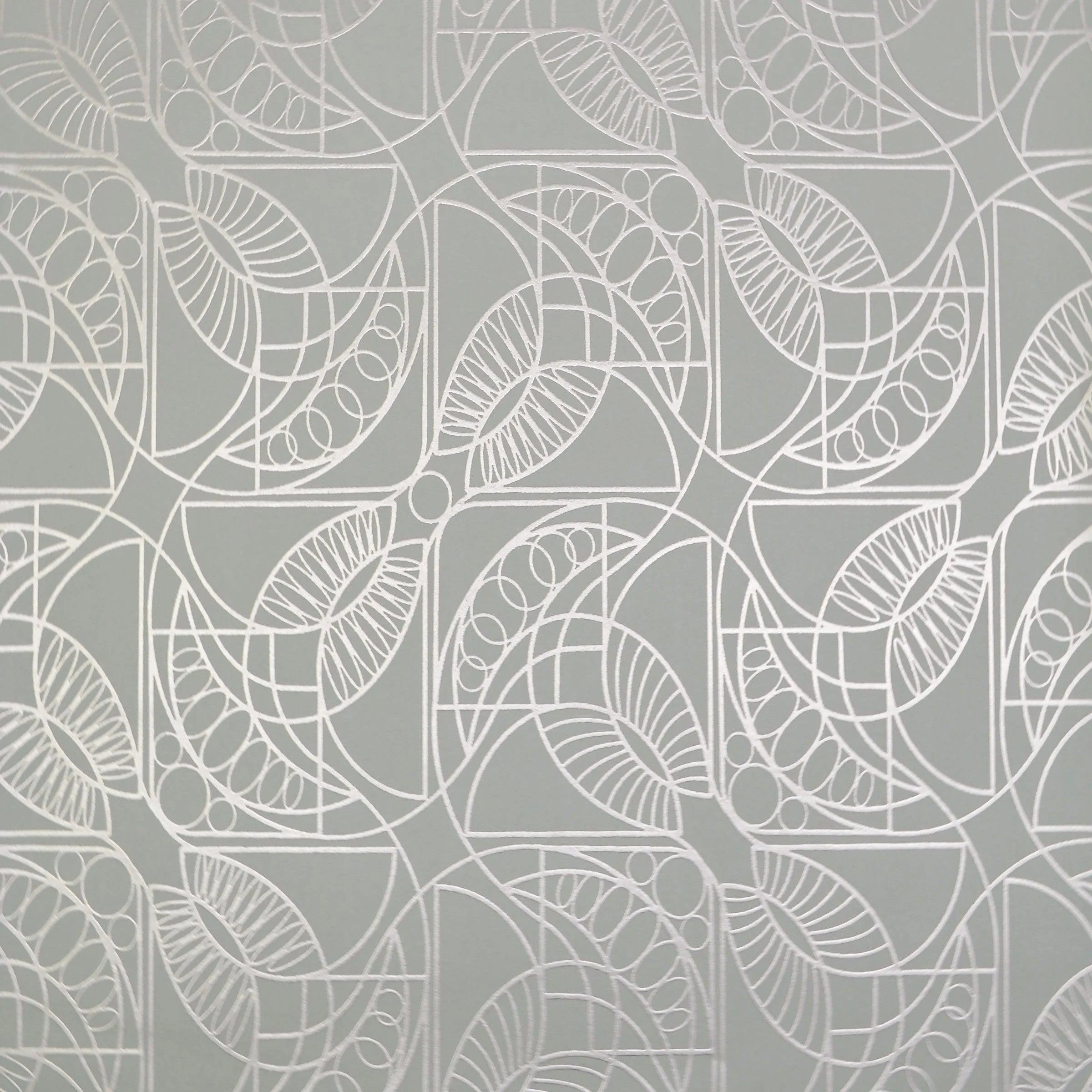 Cartouche Wallpaper // Blue & Silver