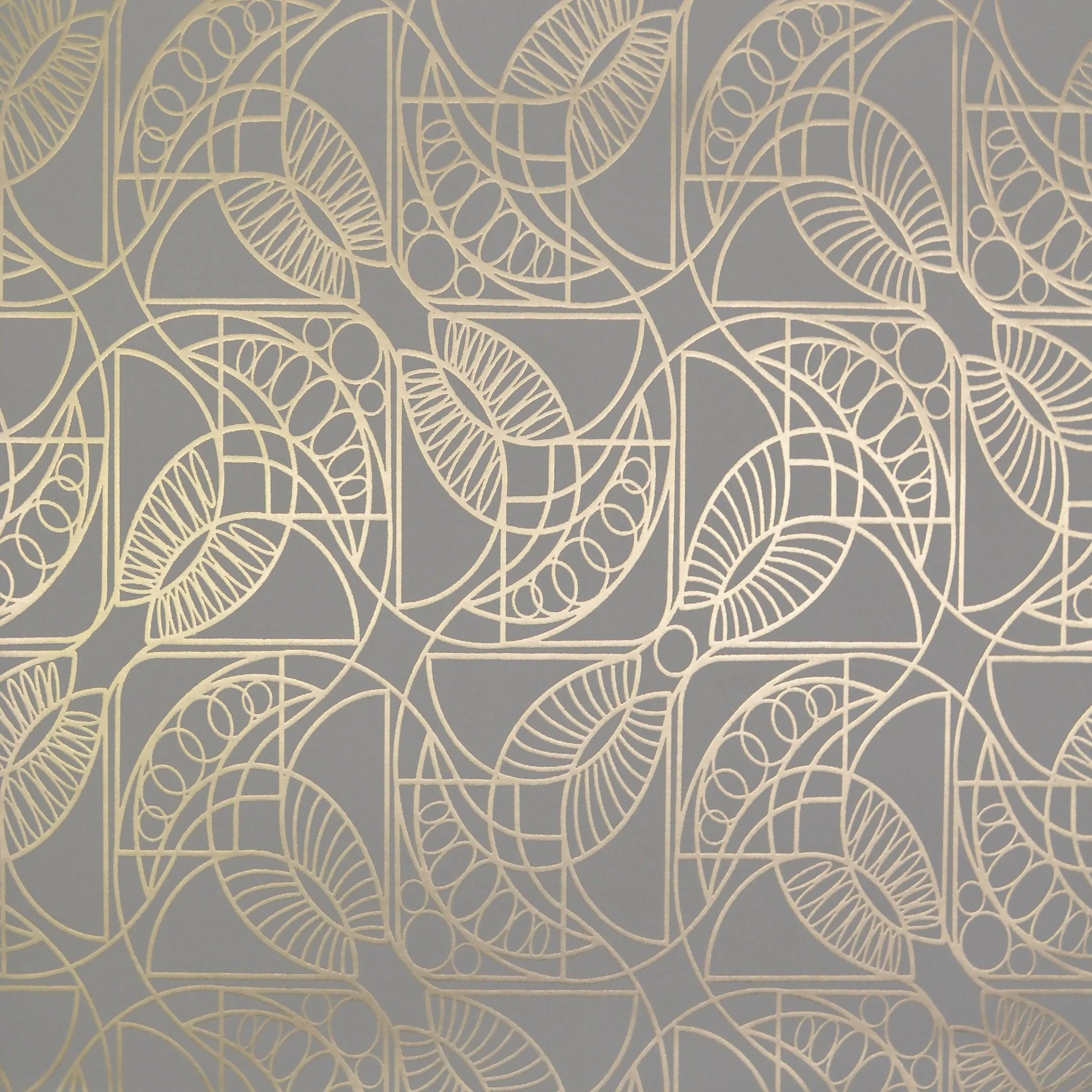 Cartouche Wallpaper // Grey & Gold
