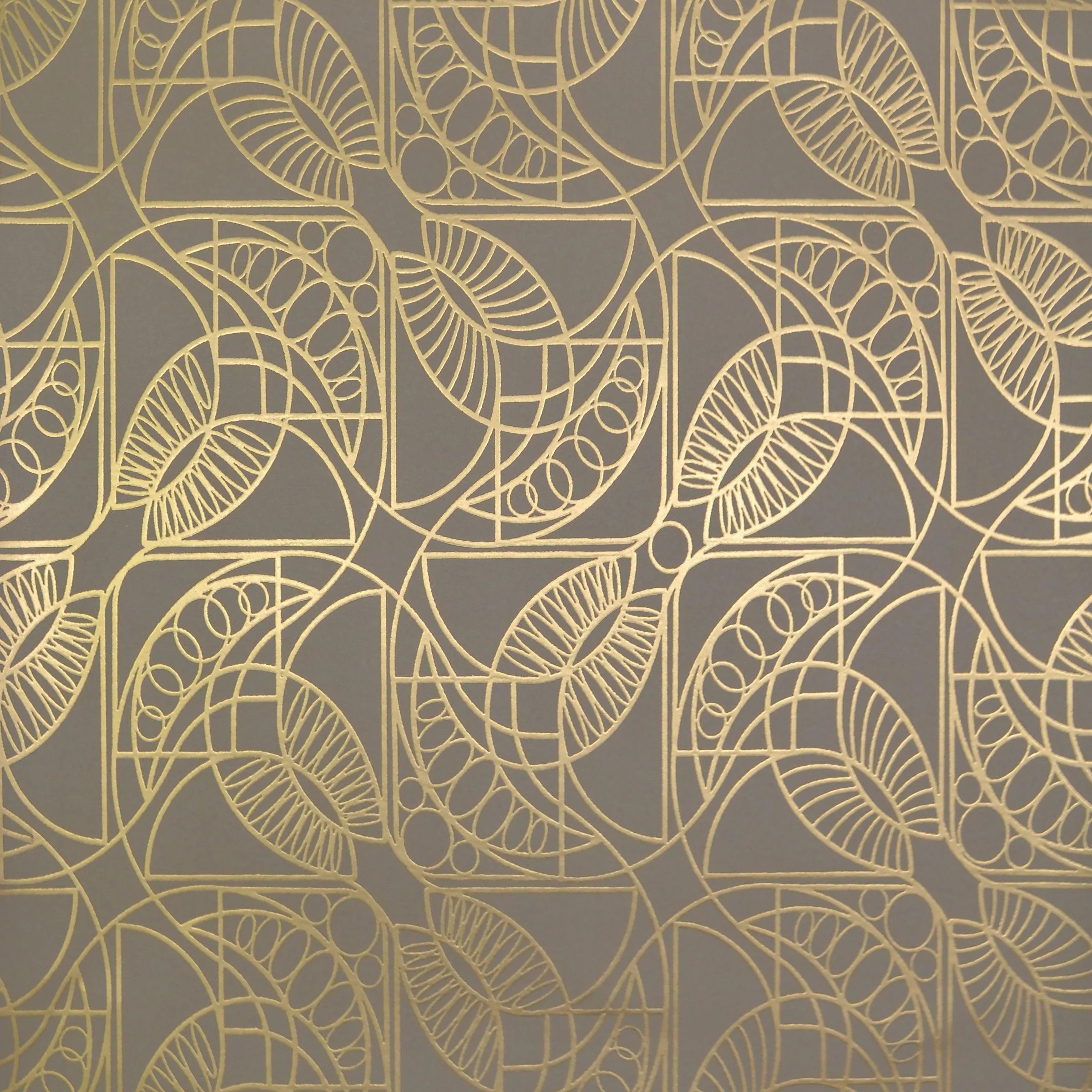 Cartouche Wallpaper // Khaki & Gold