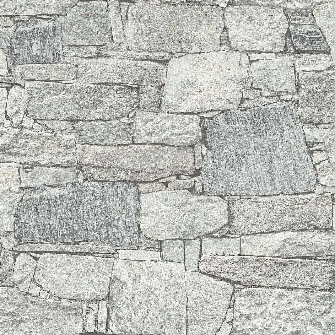 Chateau Stone Peel & Stick Wallpaper // Grey