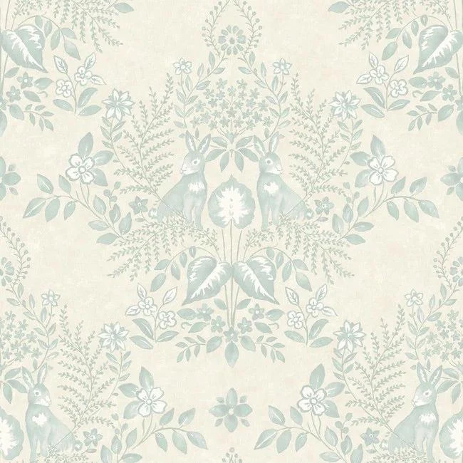 Cottontail Toile Premium Peel + Stick Wallpaper // Duck Egg