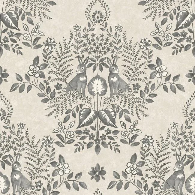 Cottontail Toile Premium Peel + Stick Wallpaper // Linen & Charcoal