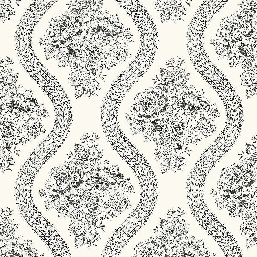 Coverlet Floral Wallpaper // Black & Off White