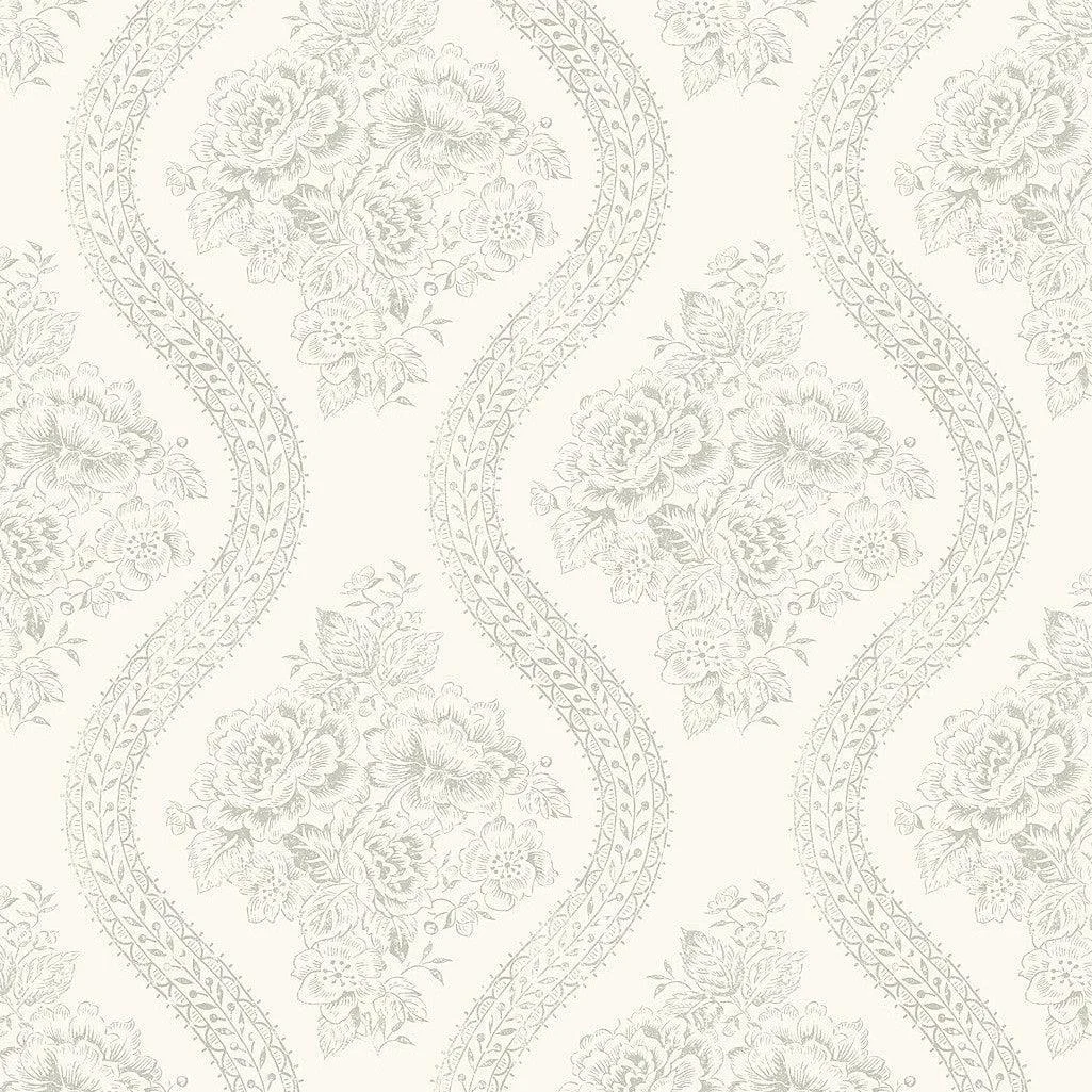 Coverlet Floral Wallpaper // Grey & Off White