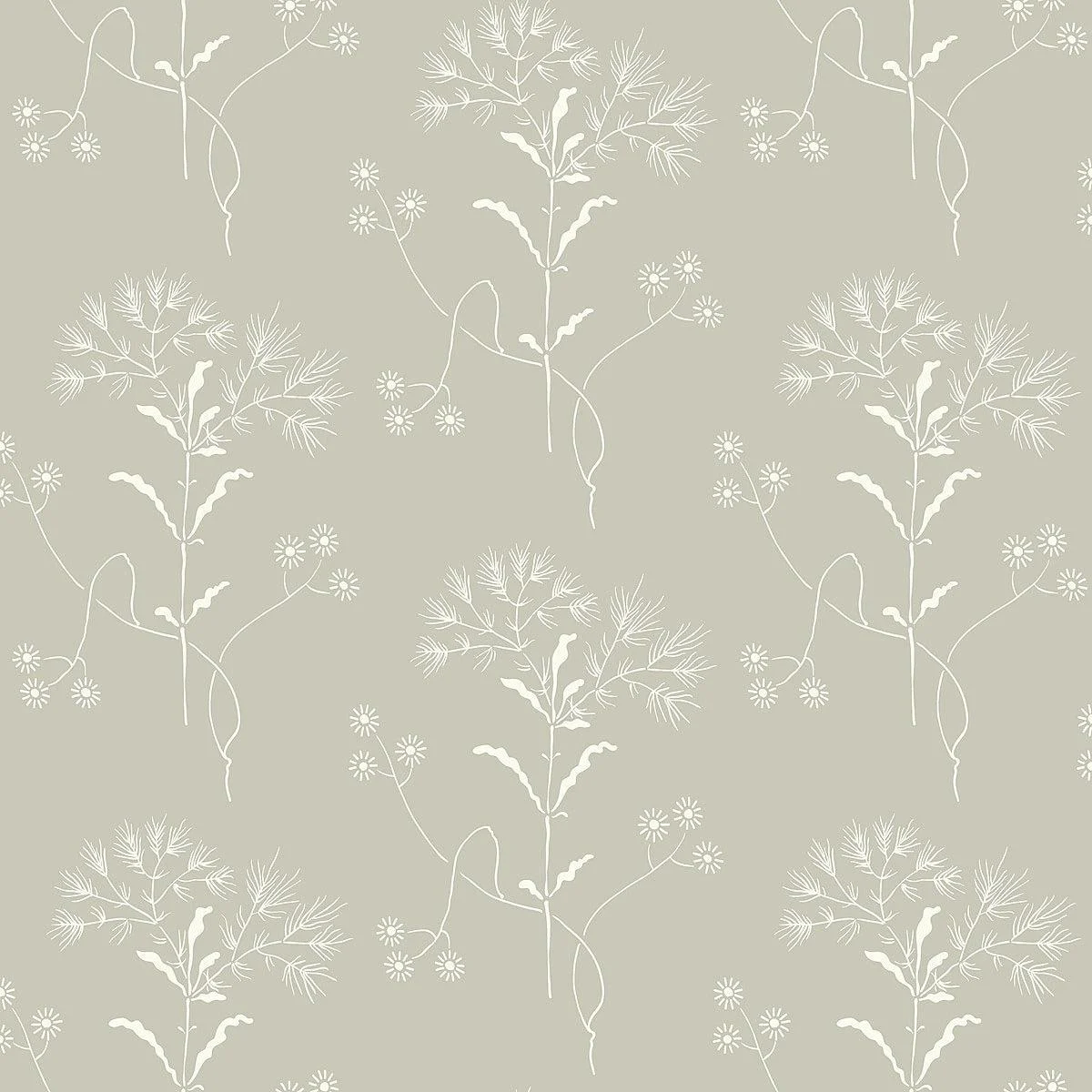 Cupola Wildflower Wallpaper // Light Grey & White