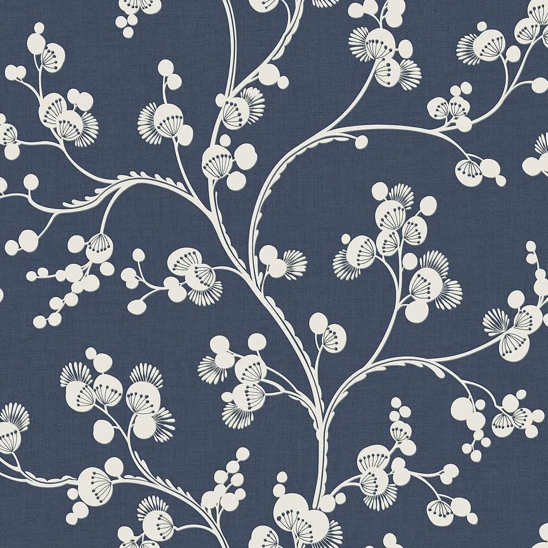 Dahlia Trail Wallpaper // Navy
