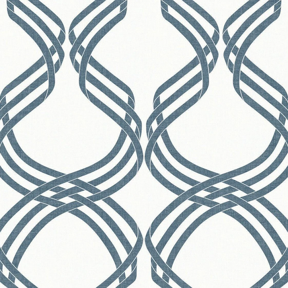 Dante Ribbon Wallpaper // White & Navy