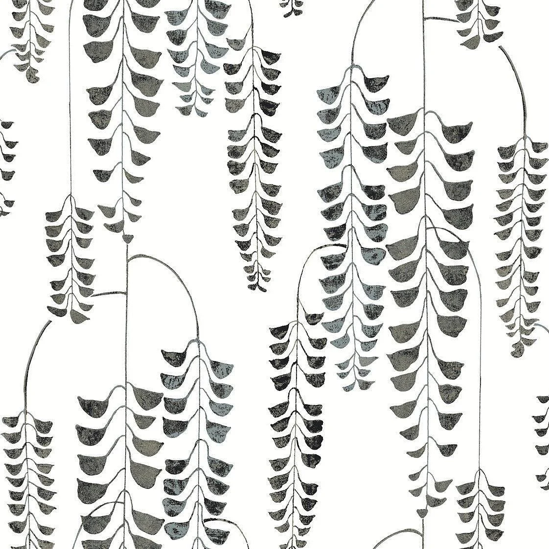 Deco Wisteria Wallpaper // Black Metallic
