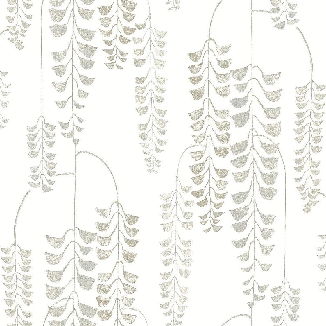 Deco Wisteria Wallpaper // White & Cream