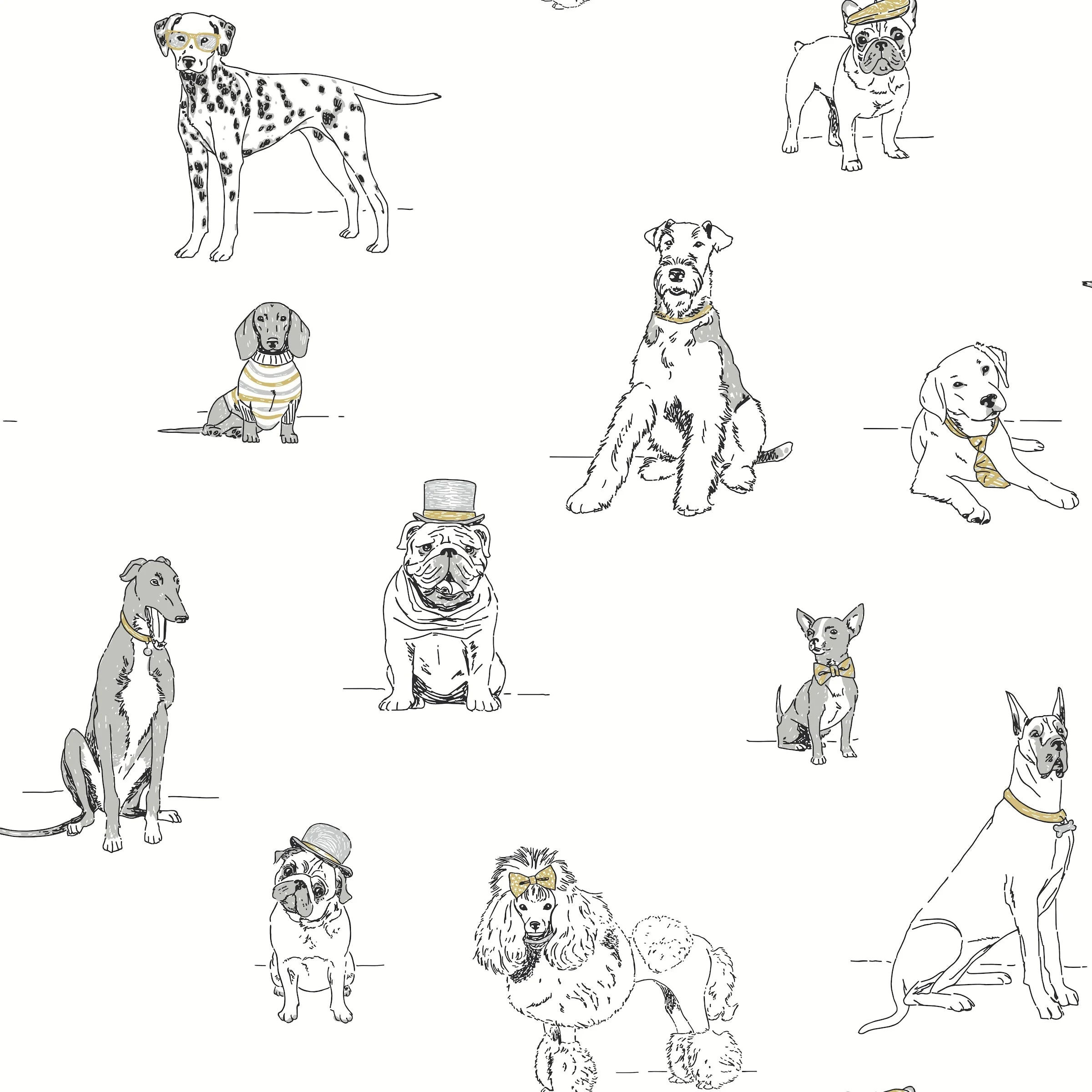 Dog's Life Peel & Stick Wallpaper // Silver & Gold