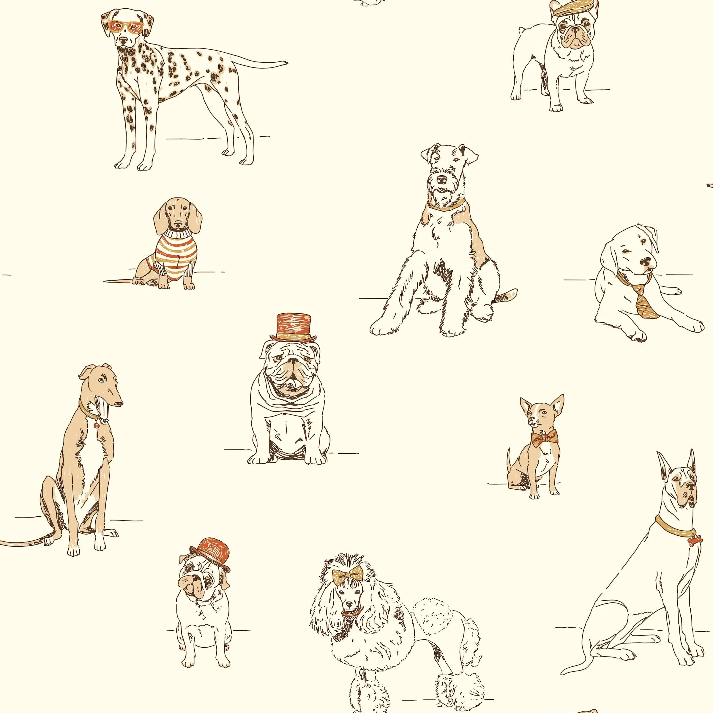 Dog's Life Wallpaper // Orange & Gold Metallic