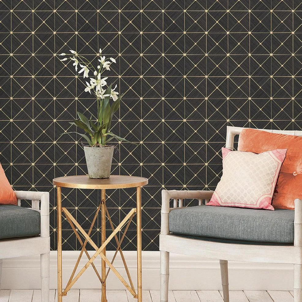 Double Diamonds Peel & Stick Wallpaper // Black