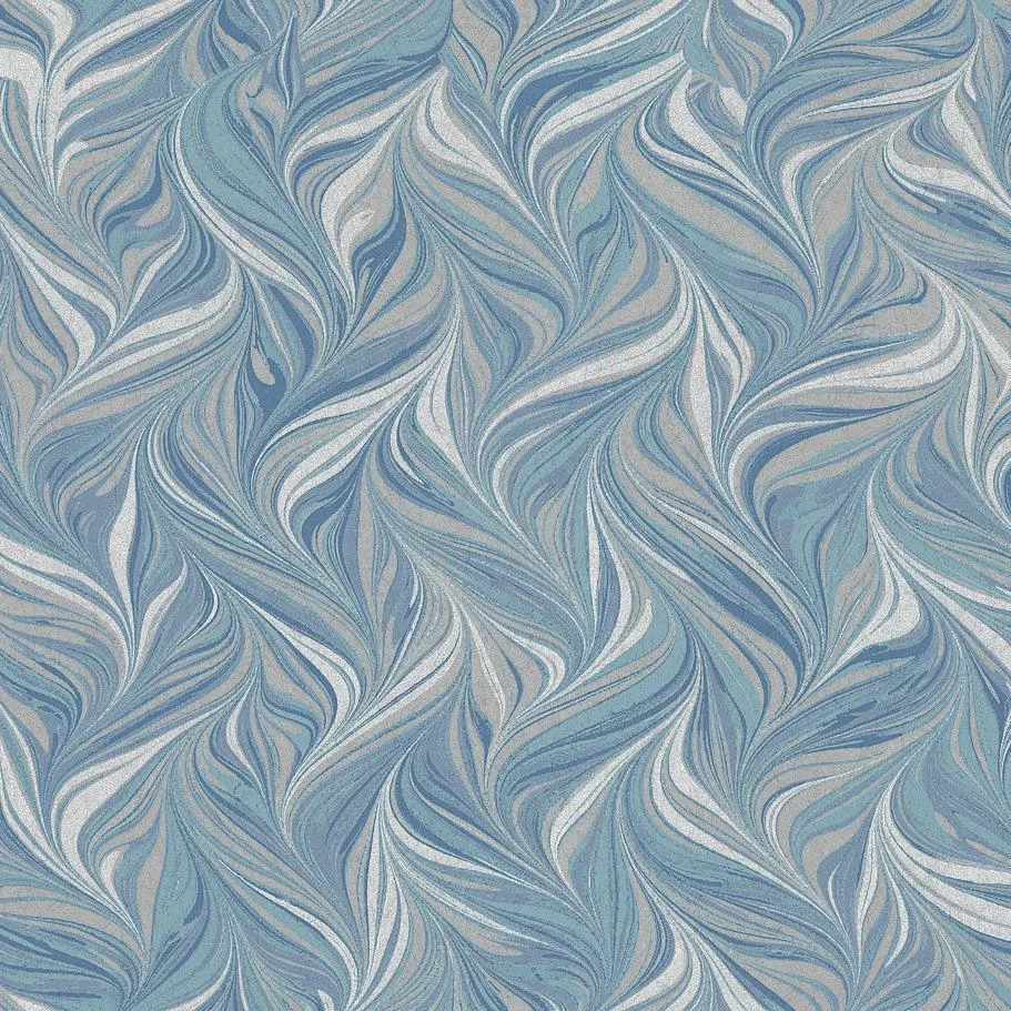 Ebru Swirls Peel & Stick Wallpaper // Blue
