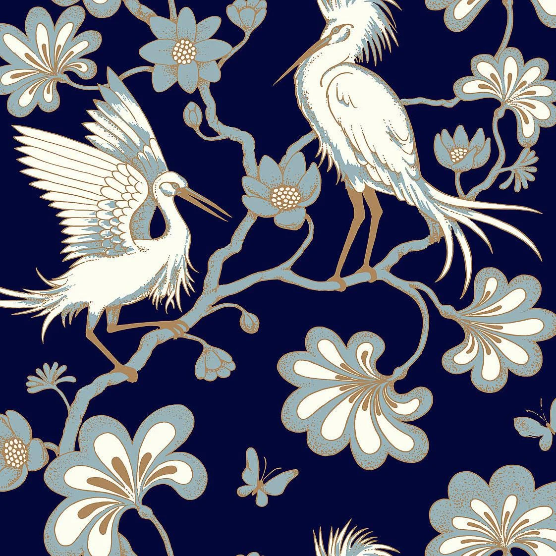 Egrets Wallpaper // Navy
