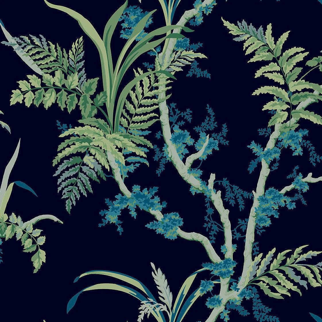 Enchanted Fern Wallpaper // Navy & Green