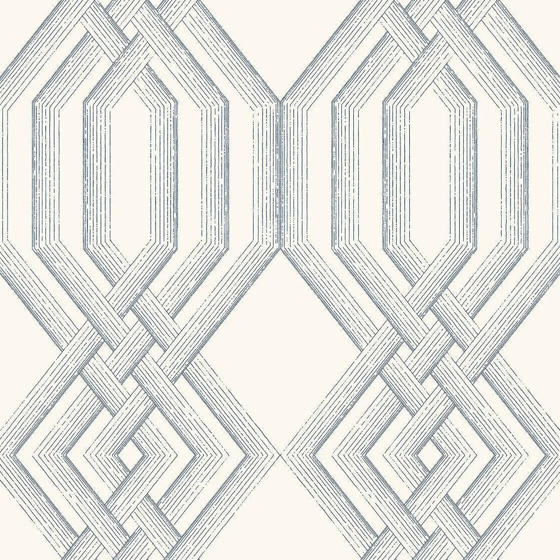 Etched Lattice Wallpaper // Blue