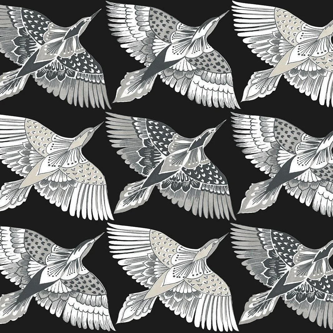 Feather Flight Peel & Stick Wallpaper // Black