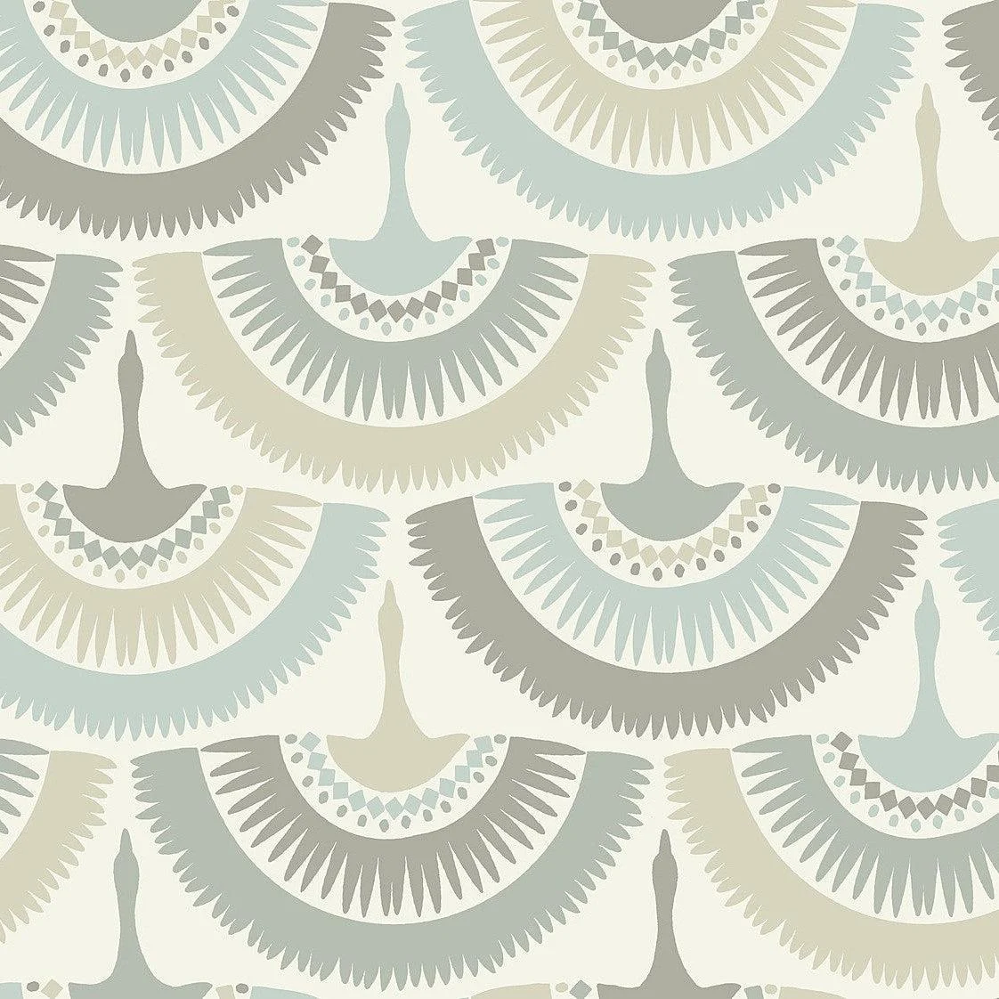 Feather & Fringe Wallpaper // Cream & Blue