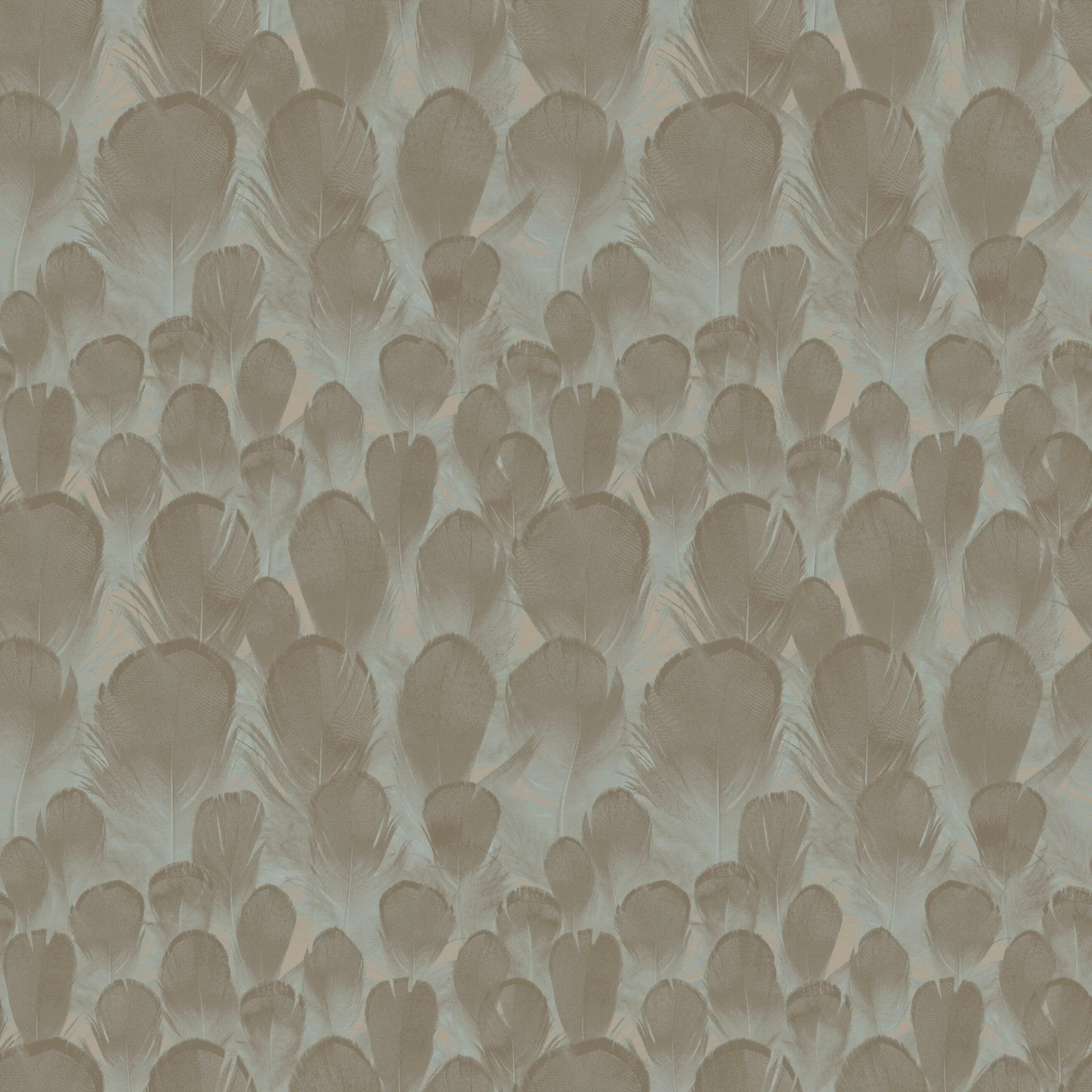 Feathers Wallpaper // Brown & Turquoise