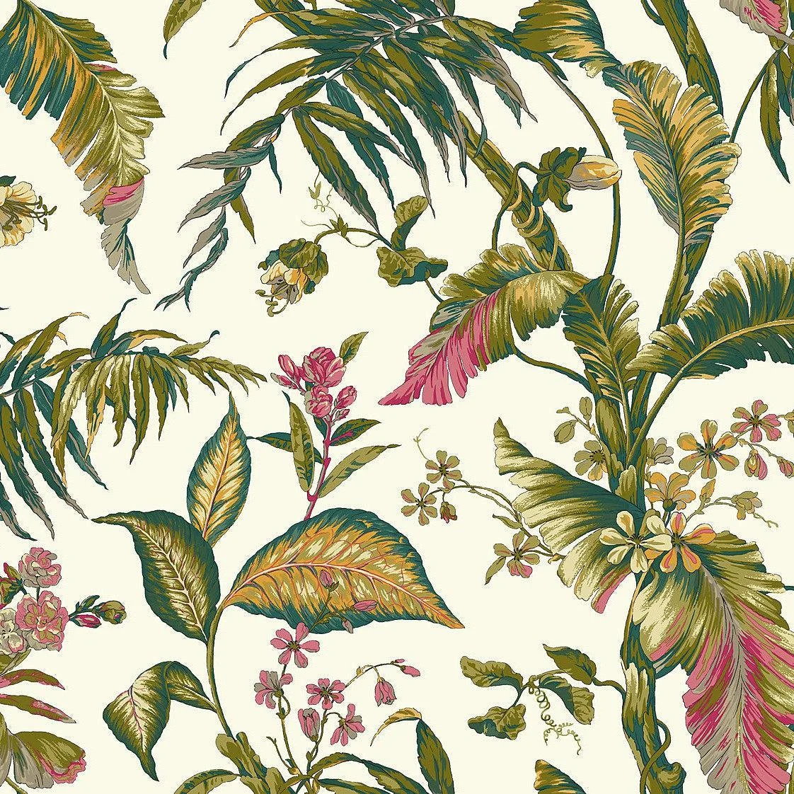 Fiji Garden Wallpaper // White & Teal