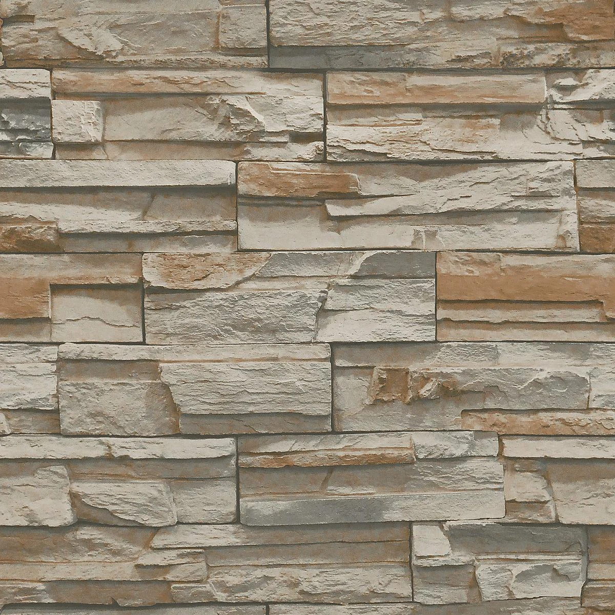 Flat Stone Wallpaper // Brown & Grey