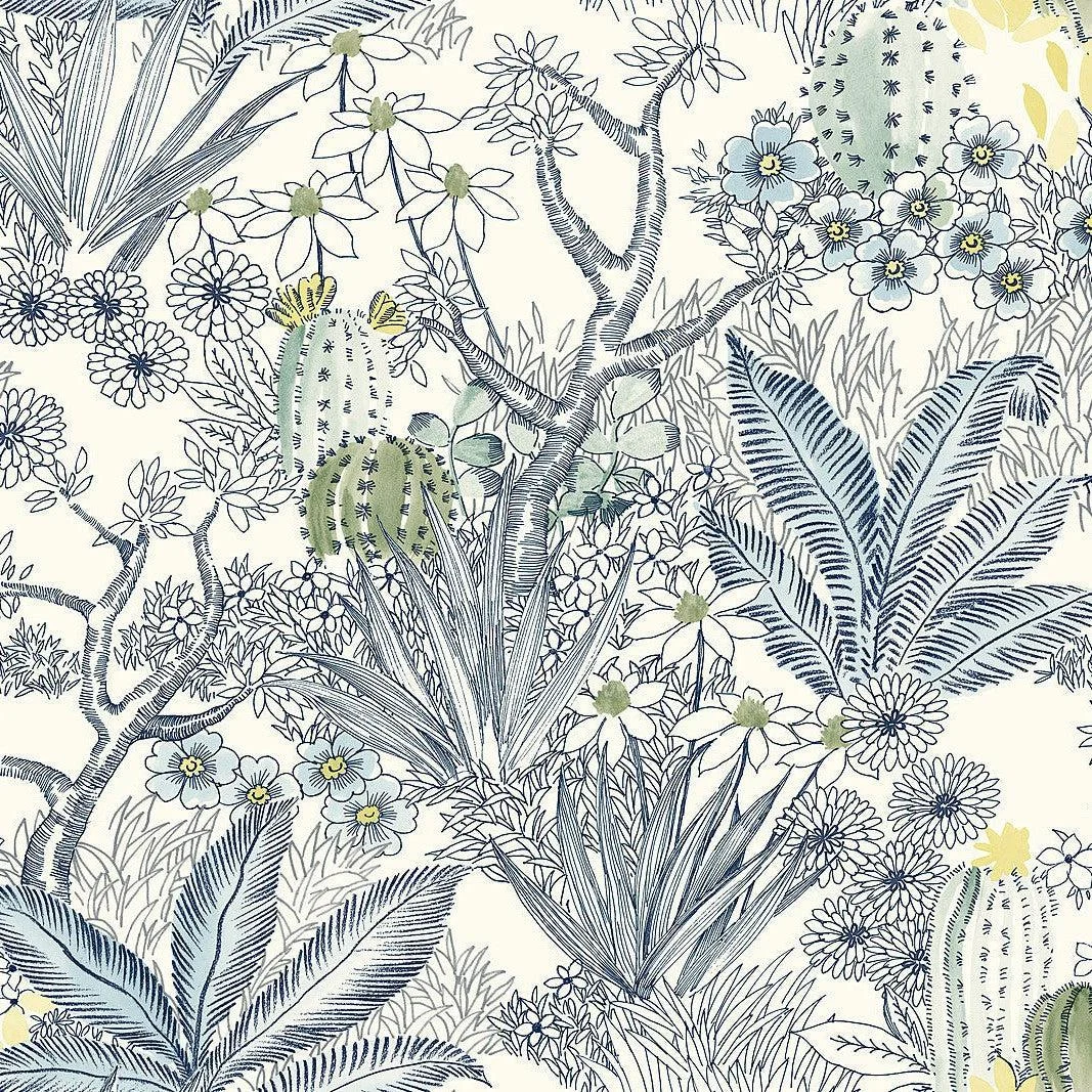 Flowering Desert Wallpaper // Blue