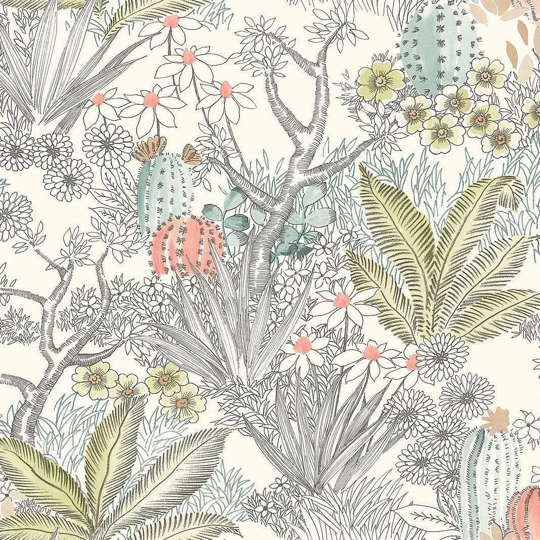 Flowering Desert Wallpaper // Grey