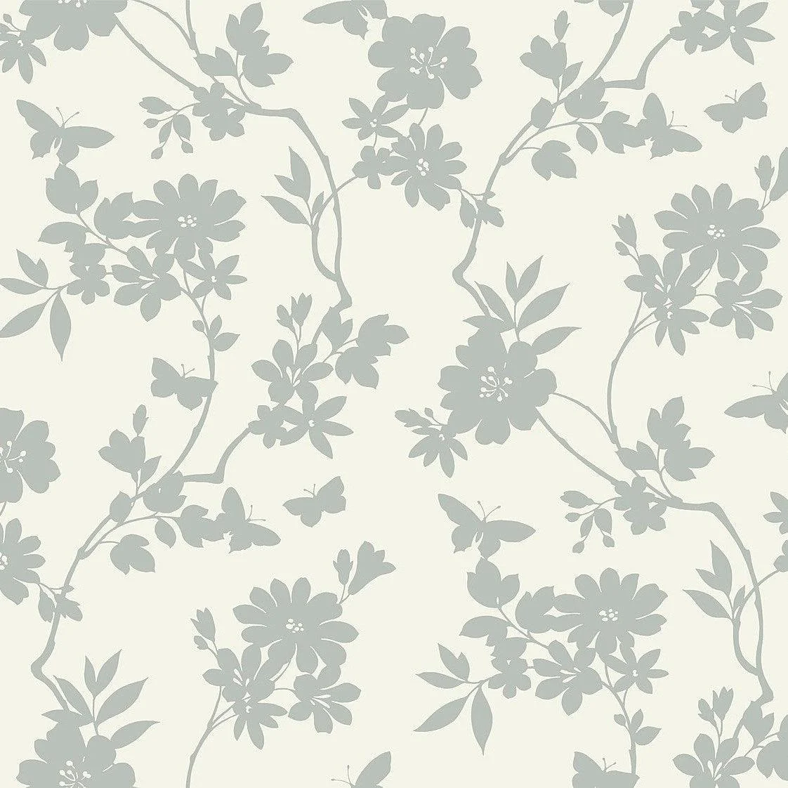 Flutter Vine Wallpaper // White & Silver