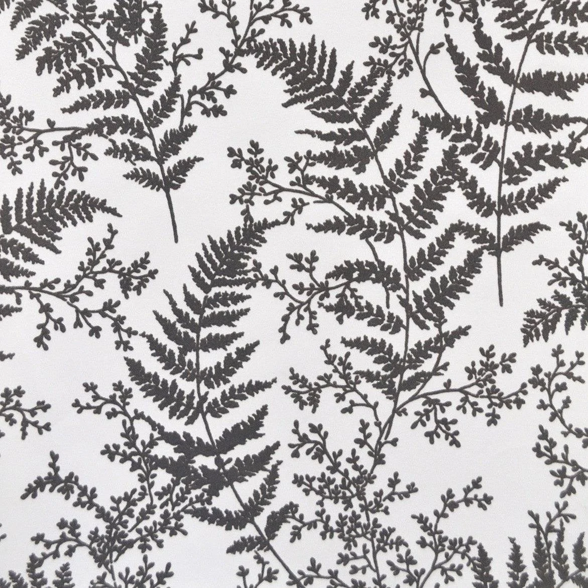 Forest Fern Flock Wallpaper // Grey