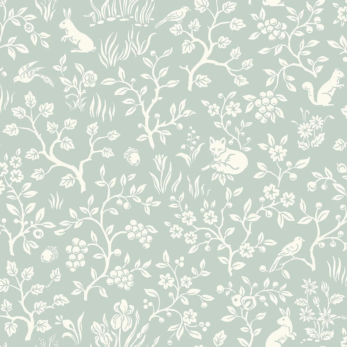 Fox & Hare Wallpaper // Green