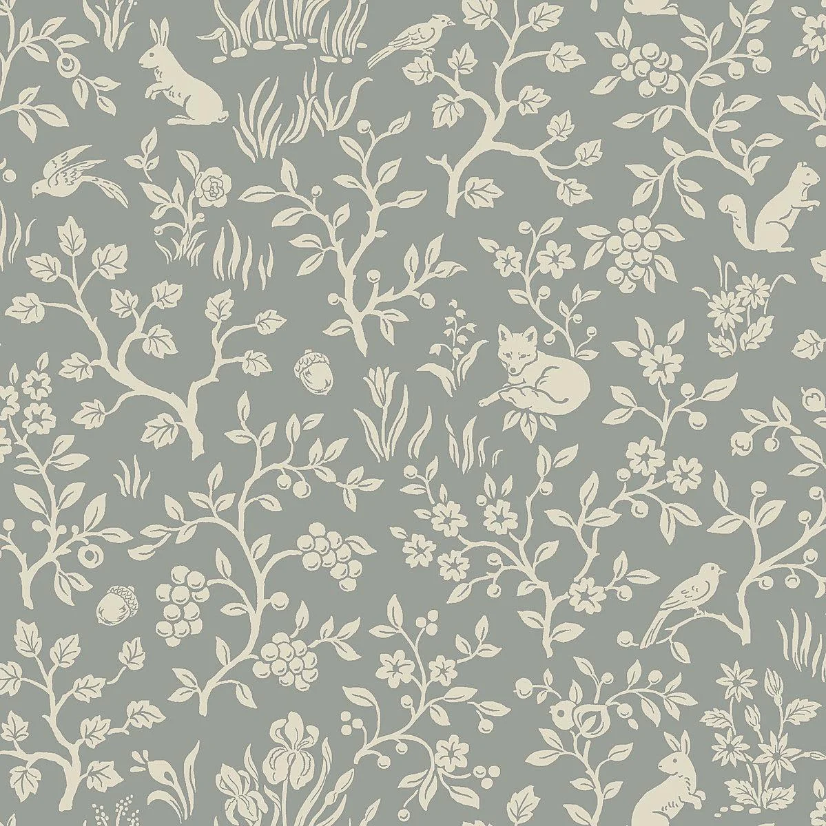 Fox & Hare Wallpaper // Grey
