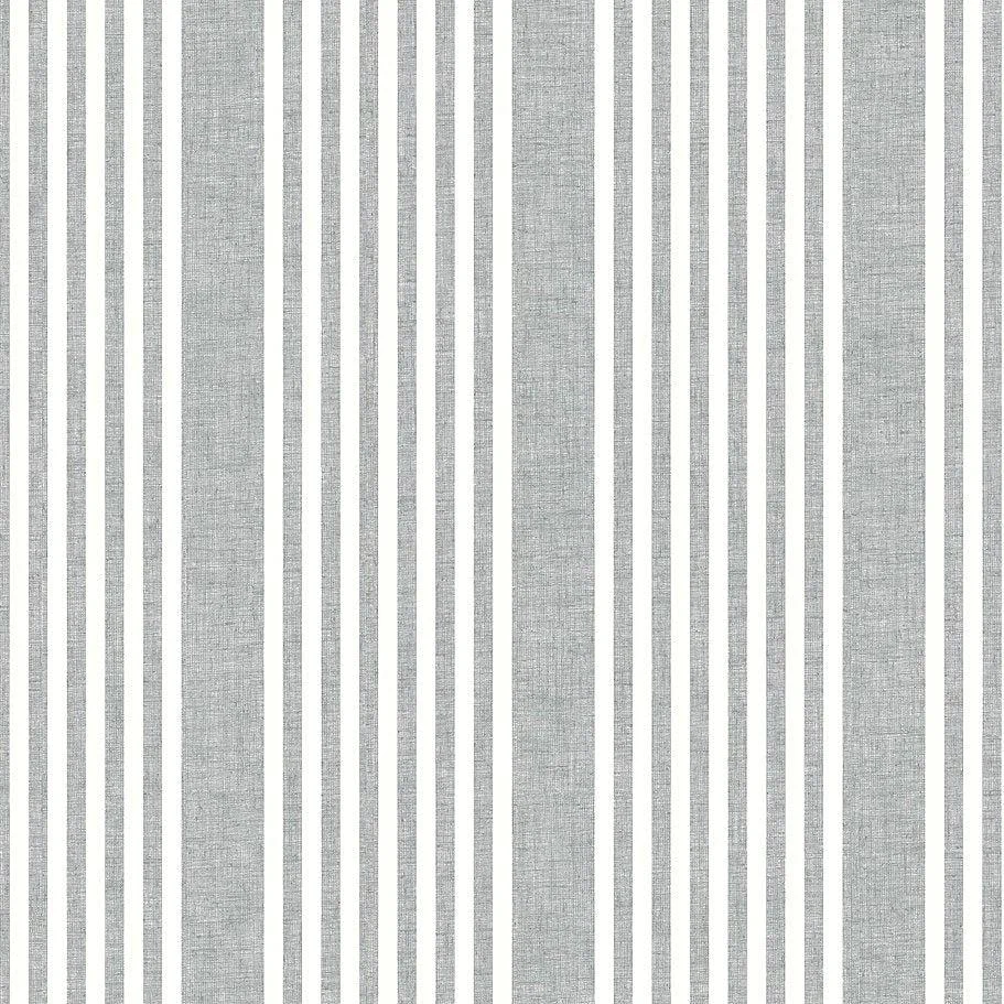 French Linen Stripe Peel & Stick Wallpaper // Grey