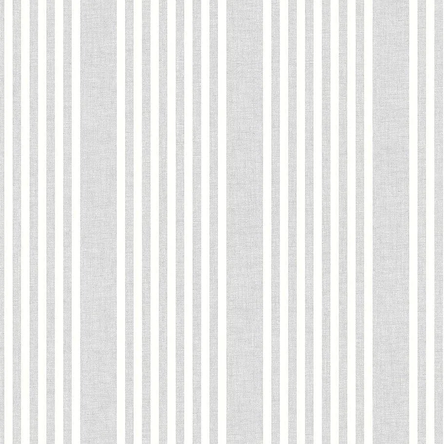 French Linen Stripe Wallpaper // Grey