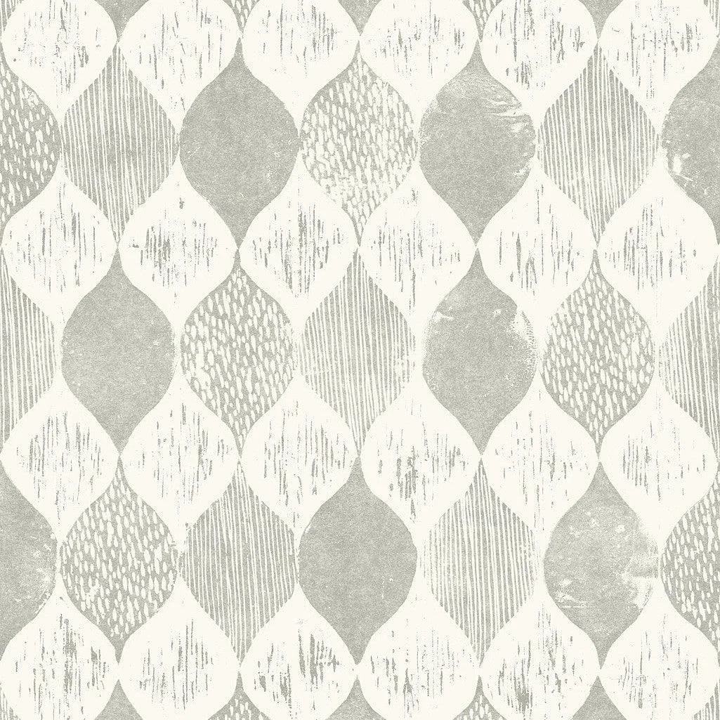 Garden Trowel Woodblock Print Wallpaper // Grey