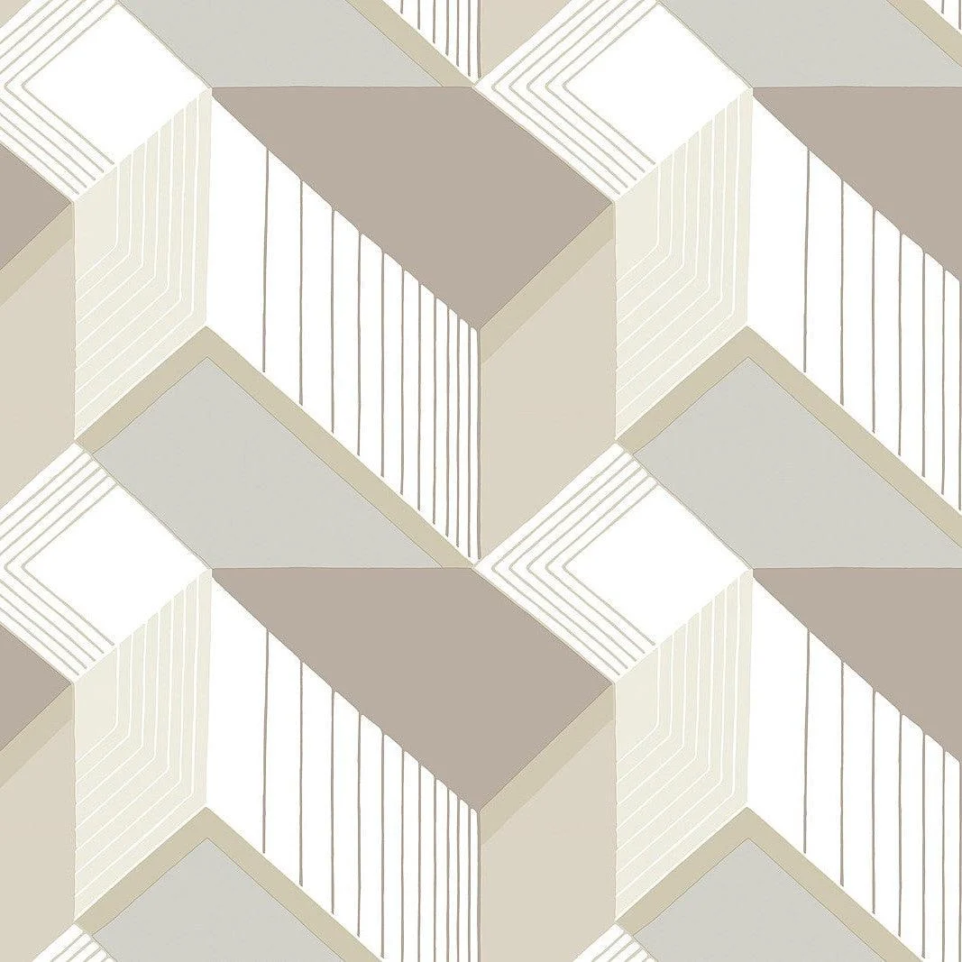 Graphic Geo Blocks Wallpaper // White & Cream