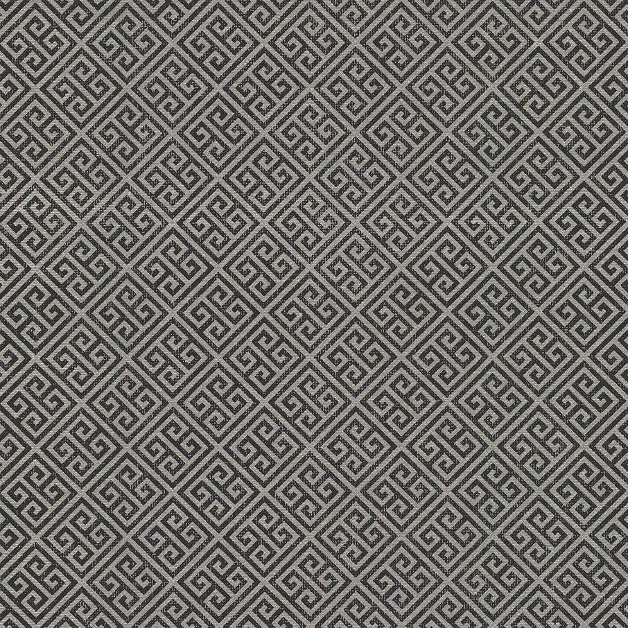 Grecian Geometric Wallpaper // Silver & Black