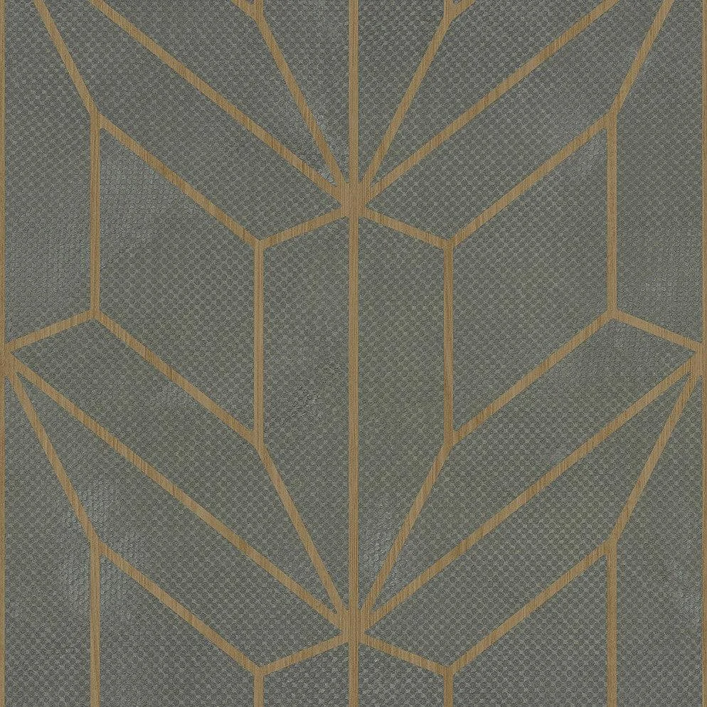 Hammered Diamond Inlay Wallpaper // Grey & Wood
