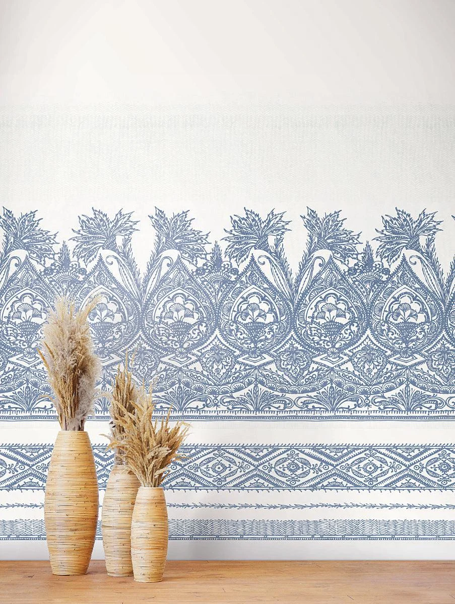 Henna Wall Mural // Blue & White