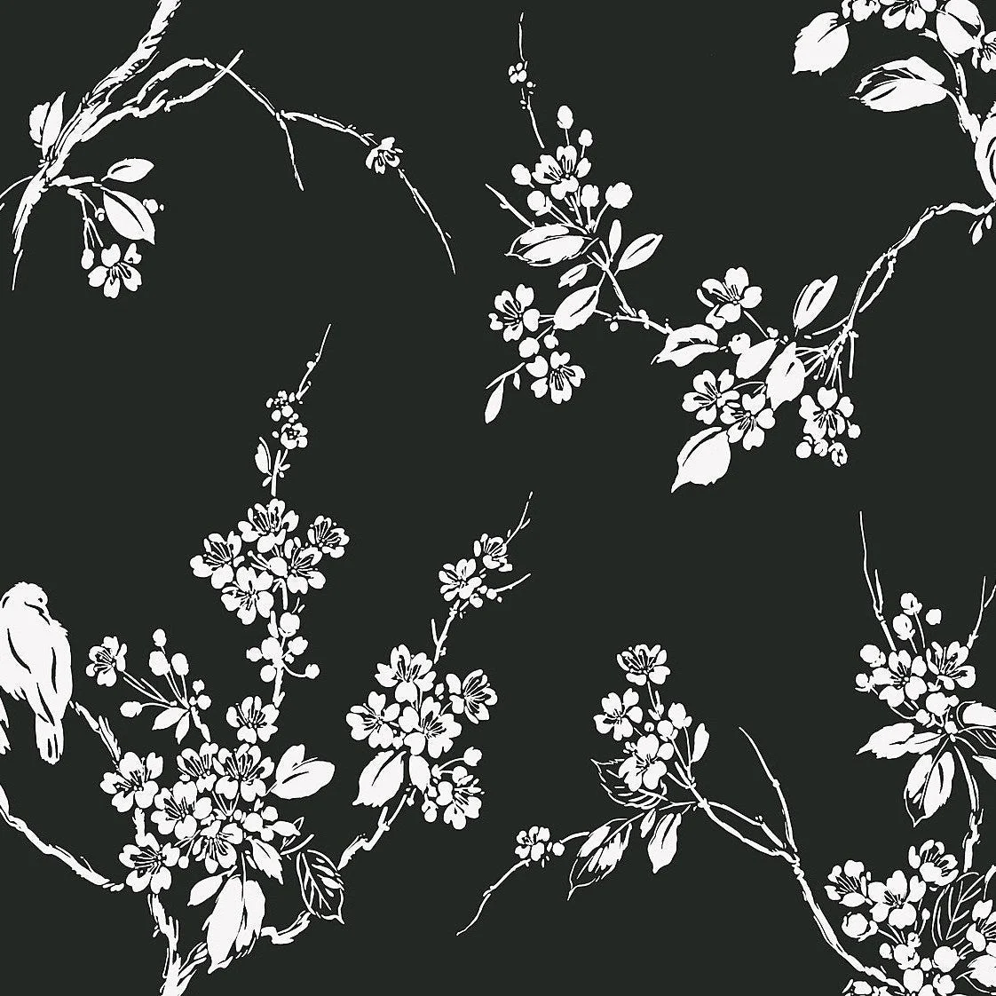 Imperial Blossoms Branch Wallpaper // Black & White
