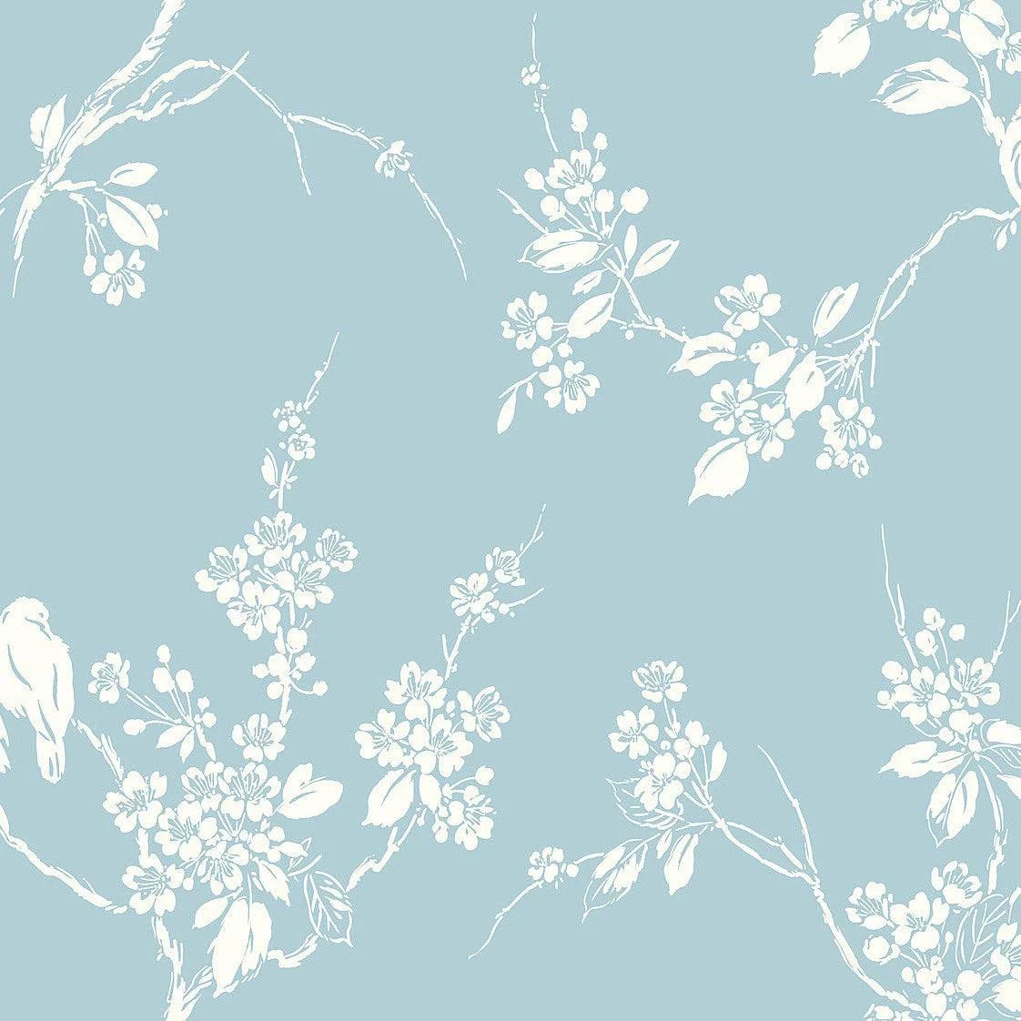 Imperial Blossoms Branch Wallpaper // Blue