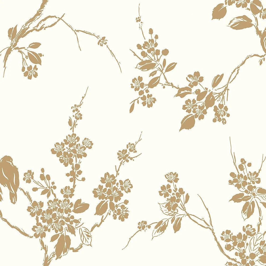 Imperial Blossoms Branch Wallpaper // Gold Metallic